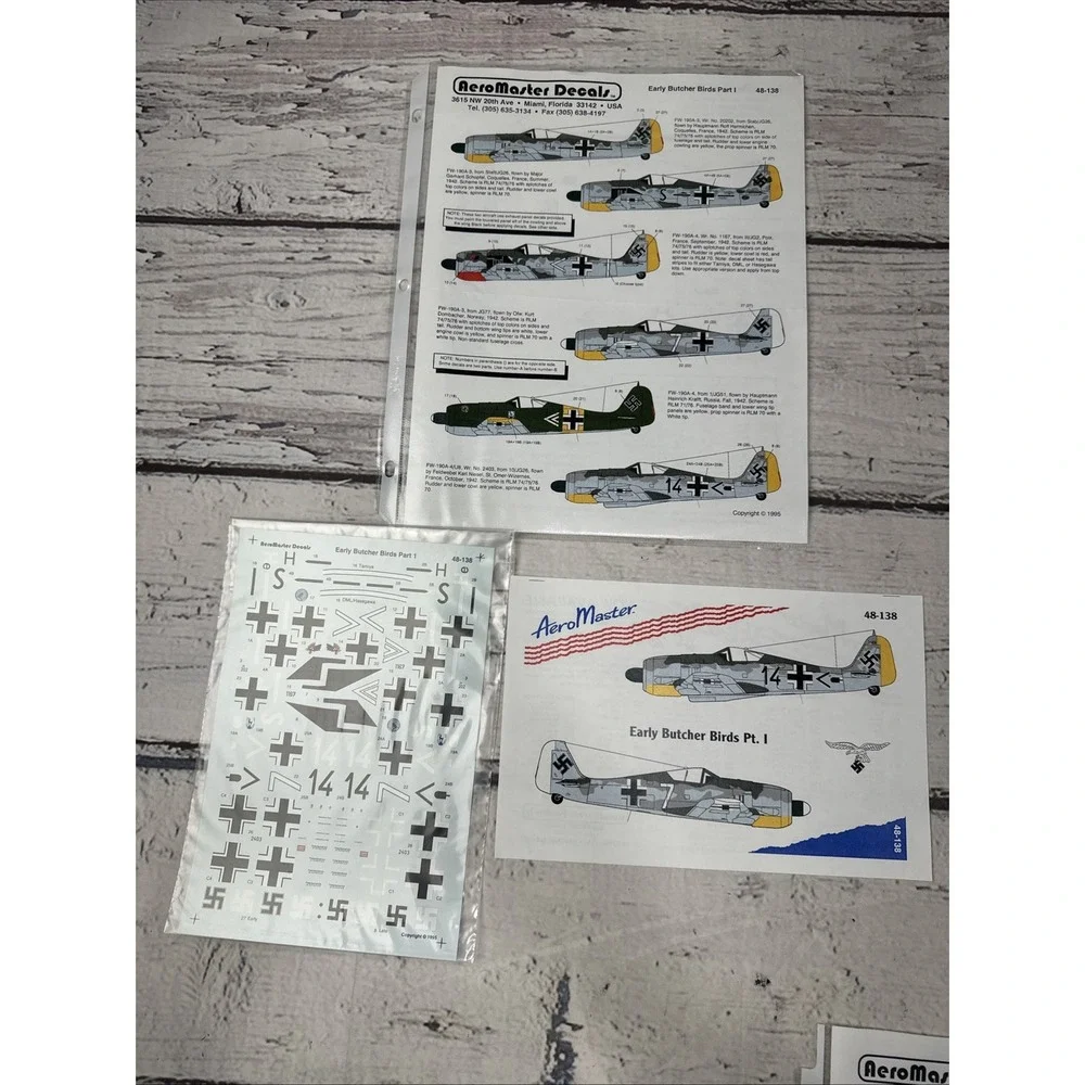 AeroMaster Products Decals 1/48 ( Lot of 6) -Butcher Birds Parts 1,II,3,4,4,XI